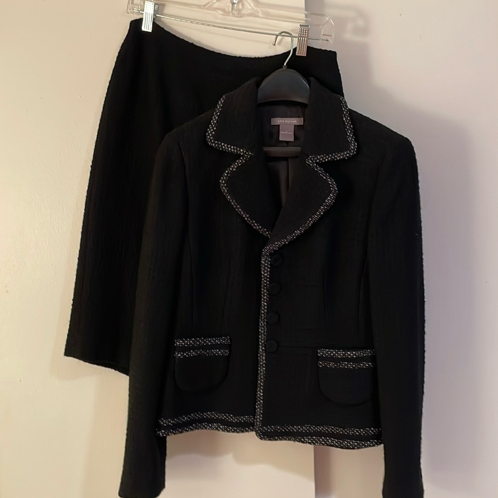 Ann Taylor black boucle suit